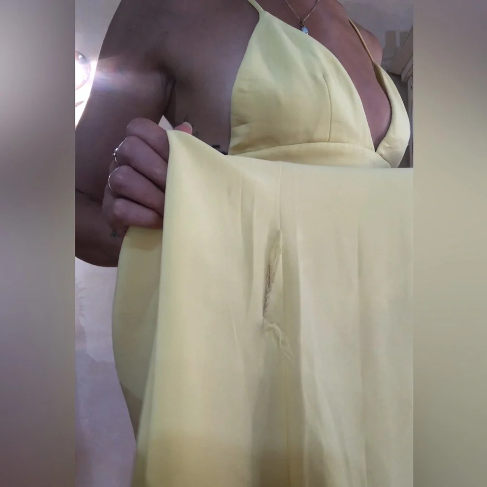 MOSCHINO BOUTIQUE Pastel Yellow Baby Doll Midi Asymmetrical Dress size 6 - Picture 12 of 13